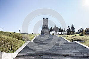 Stairs view and freedom monument at Shipka peak
