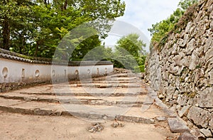 Stairs and walls of Bitchu Matsuyama castle, Takahashi, Japan