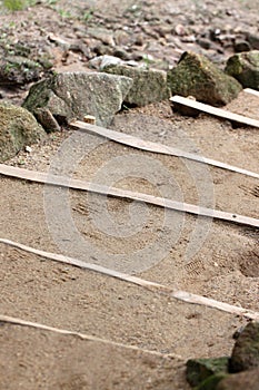 Stairs were made of sandy soil.