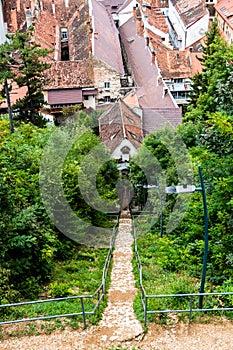 The stairs between the White Tower and the Graft Bastion in Brasov or the Gate Bastion