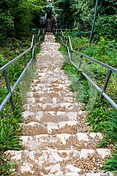 The stairs between the White Tower and the Graft Bastion in Brasov or the Gate Bastion