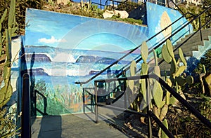 Stairway with art work leading to beach at Saint Anns Street in Laguna Beach, California. photo