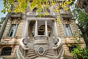 Stairway with balcony in old castle