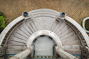 Stairway with balcony in old castle