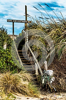 Stairway from the Beach to the Cape Cod Cottages