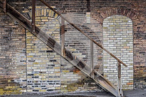 Stairway, Brick Wall, Architecture, Train Depot - Janesville, WI
