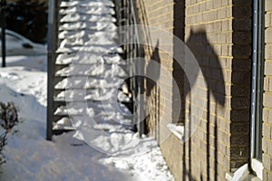 stairway covered with snow