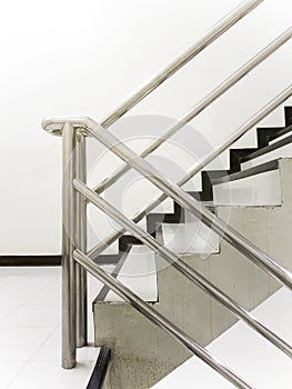 Stairway,fire exit emergency stair with stainless steel railing.