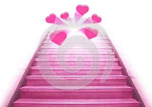 Stairway going up to the hearts