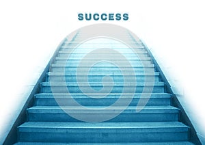 Stairway going up to success text