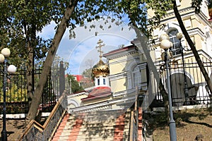 Stairway guiding to orthodox temple