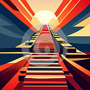 of a stairway leading to the sun. Vector Generative AI
