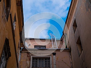 Stairway leading up to bright sky. Stairway to heaven