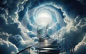 Stairway Leading Up To Heavenly Sky Toward The Light