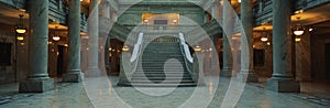 Stairway and marble columns, Utah State Capitol