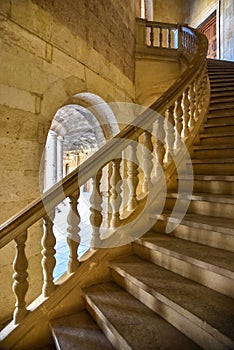 Stairway in Palace of Charles V, Alhambra, Granada, Andalusia, Spain