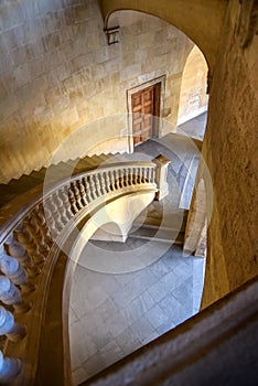 Stairway in Palace of Charles V, Alhambra, Granada, Andalusia, Spain