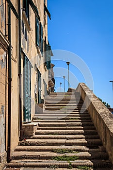 Stairway in Piombino, Tuscany, Italy photo