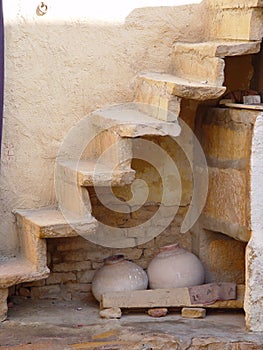 Stairway and pitchers