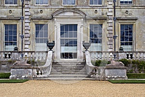 Stairway with statues and sculptured urns