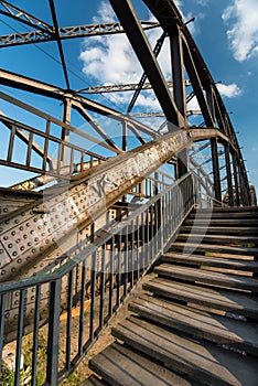 Stairway at steel railroadbridge