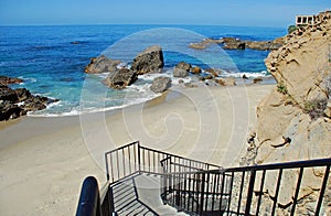 Stairway to beach at Woods Cove, Laguna Beach, California.