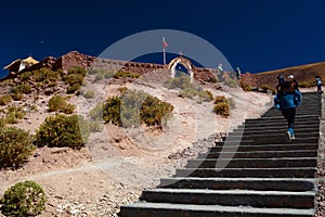 Stairway to the church. Machuca village. San Pedro de Atacama. Antofagasta Region. Chile