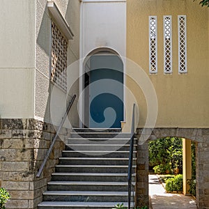 A stairway to classic design arched portico entrance