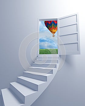 Stairway to the freedom and balloon