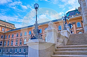 The stairway to Habsburg Gates of Buda Castle, Budapest, Hungary photo