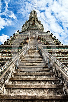 Stairway to heaven at Wat Arun, Landmark and No. 1 tourist attractions in Thailand.