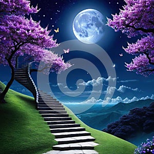 stairway to magic with crecent moon