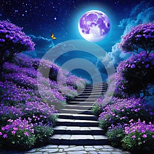 stairway to magic with crecent moon