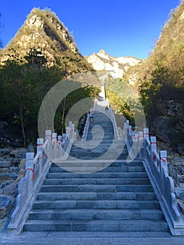 Stairway to the mountain peak