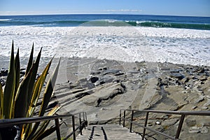 Stairway to Oak Street Beach in Laguna Beach, California.