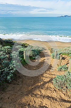 Stairway to ocean beach in Sanfrancisco