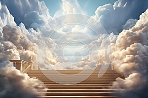 Stairway to paradise. spiritual pathway with gods light in religious background