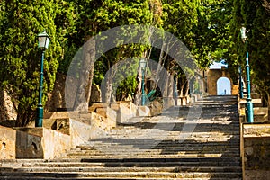 Stairway to Sant Salvador castle in Arta city photo