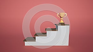 The stairway to success, golden trophy Victory concept, award, goal, The result of a commitment to success, images for inspiration