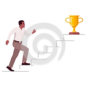 Stairway to success semi flat RGB color vector illustration. Worker climbing up career ladder steps isolated cartoon