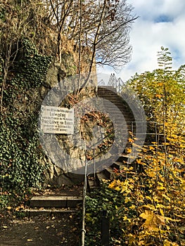 Stairway to Veste Oberhaus in Passau, Germany