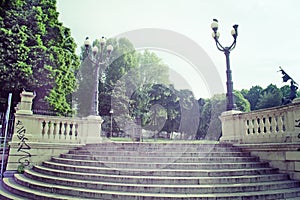 Stairway in vintage tone in Bologna