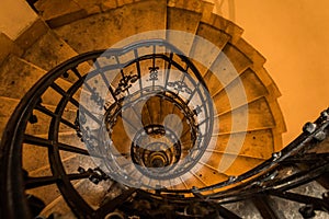 Stairways going up to the top of the dome of Basilica in Budapest