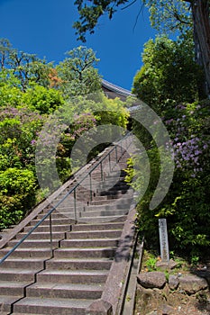 The stairways of Komyo-ji temple.  Kyoto Japan