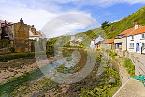 Staithes Beck divides the coastal villages of Staithes and Cowbar in Yorkshire