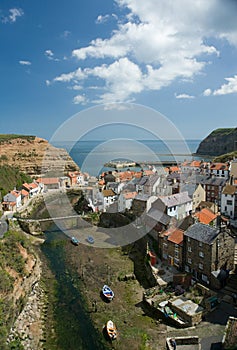 Staithes fishing port.