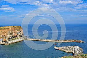 Staithes harbour exit, Staithes, Yorkshire Moors, England