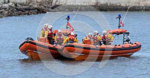 STAITHES, NORTH YORKSHIRE/UK - AUGUST 21 : RNLI lifeboat display