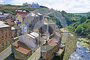 Staithes town and beck, Yorkshire Moors, England