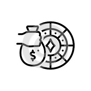Black line icon for Stake, manoeuvre and casino